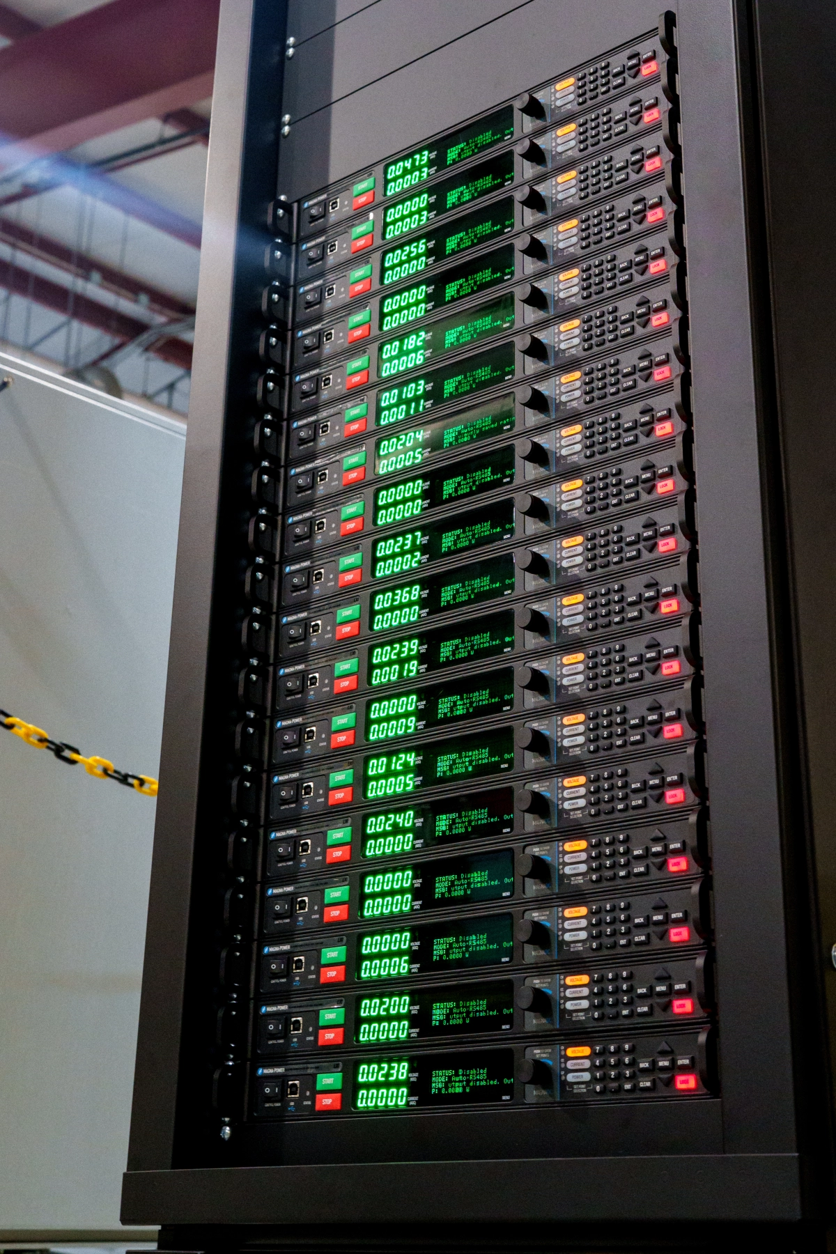 Eighteen 6 kW SLx Series power supplies integrated into the new 42U CAB-A9 rack enclosure.