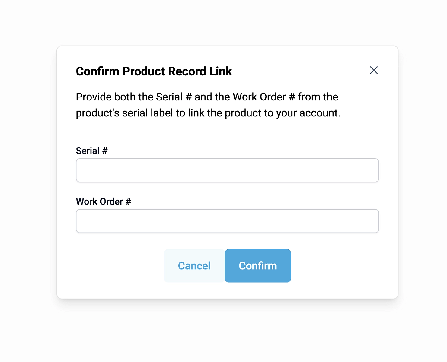 Product link dialog without original Product Record email