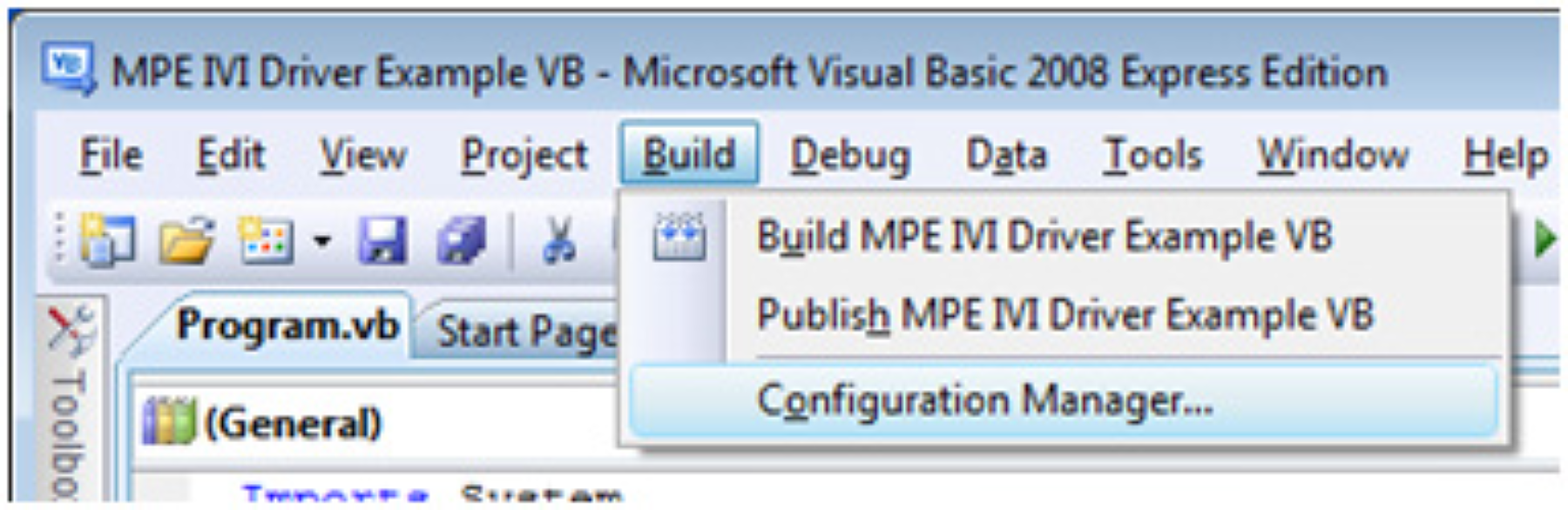 Figure 5. Configuration Manager menu now selectable from menu.