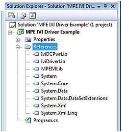 Figure 3. Solution Explorer's reference list window.